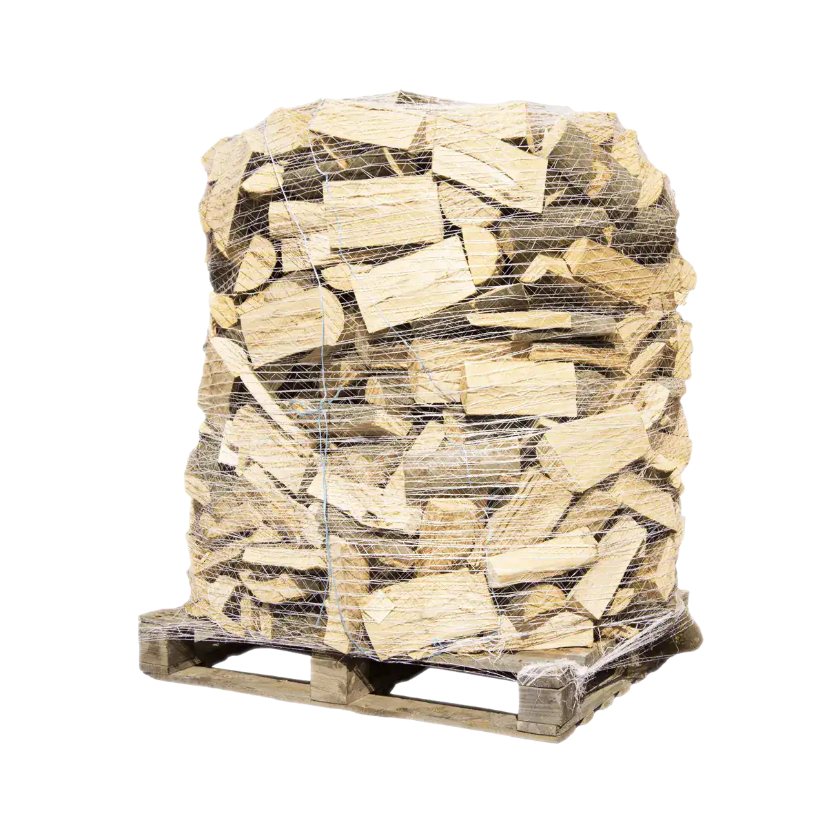 u-21-30006-palette-seitlich-1.webp Buchen Premium Brennholz 25cm, rindenfrei auf Palette im Netz, ca. 1,6 srm / 1rm, 500 kg – Bild 2