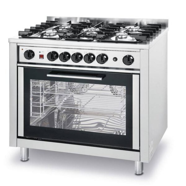Gasherd - 5 Brenner + Elektrobackofen - 900x650x(h)850/900mm