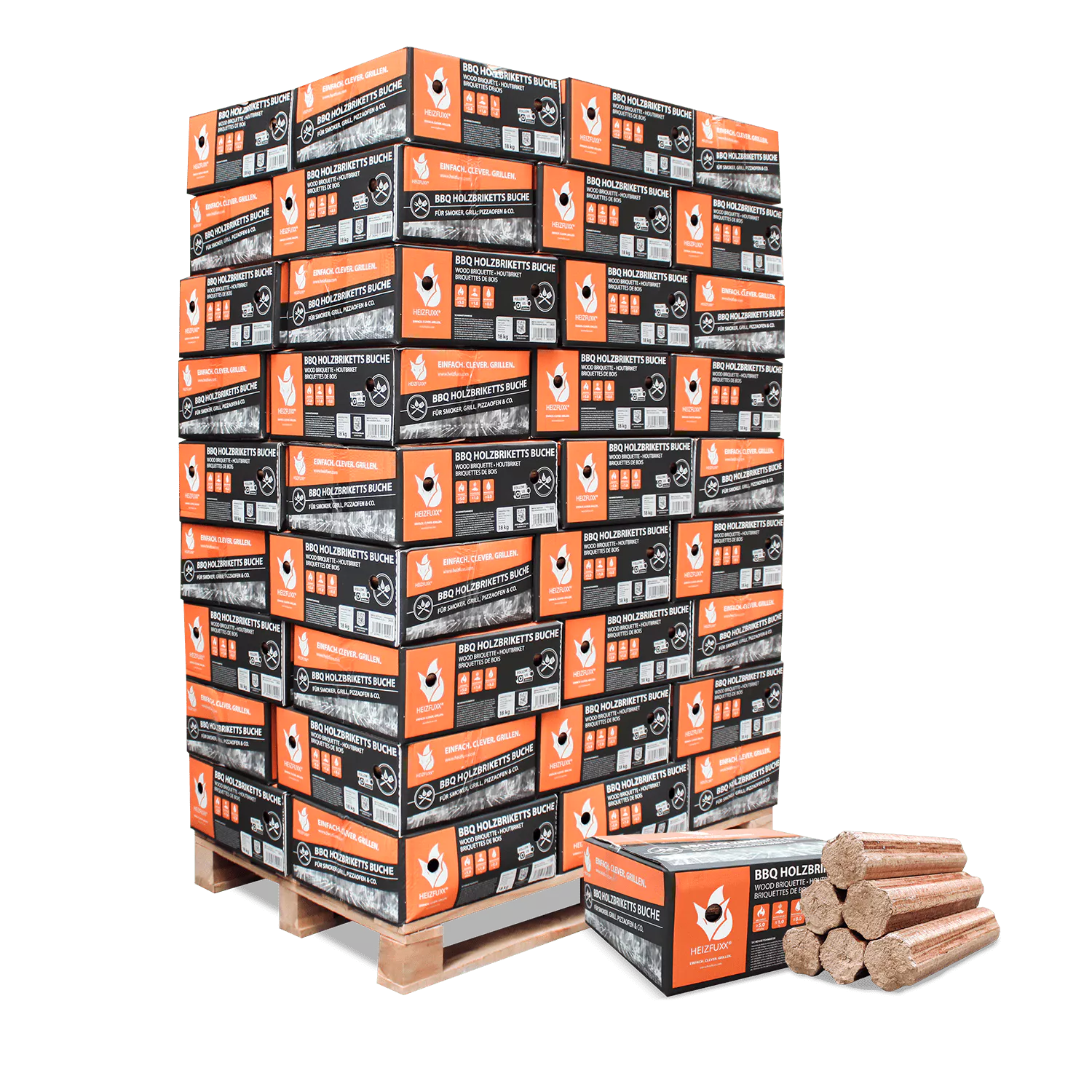 Buchen-Holzkohlebriketts – 18 kg | 972 kg Palette Buchen-Holzkohlebriketts – 18 kg | 972 kg Palette – Bild 1