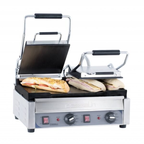 Kontaktgrill Premium Edelstahl - glatt/gerillt - 230V-2,9kW - 490x520x(h)265mm