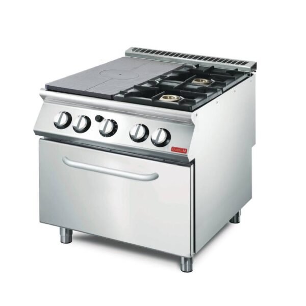 Gasherd - mit Backofen - 19,7kW - 2 Brenner - 1 Glühplatte - Erdgas - 700-Serie
