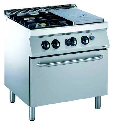 Gasherd mit Glühplatte - Backofen Gas -2x5,5kW - 800x700x(h)850mm