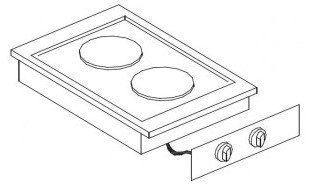 Drop-In Elektroherd - 2 Kochstellen - 4,1 kW - 400x600x(h)260mm