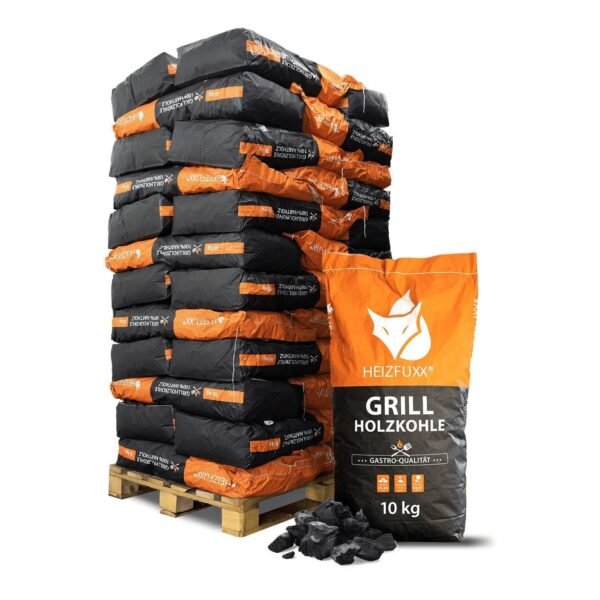 Grill-Holzkohle 20–80 mm – 36 x 10 kg – Premium Hartholz