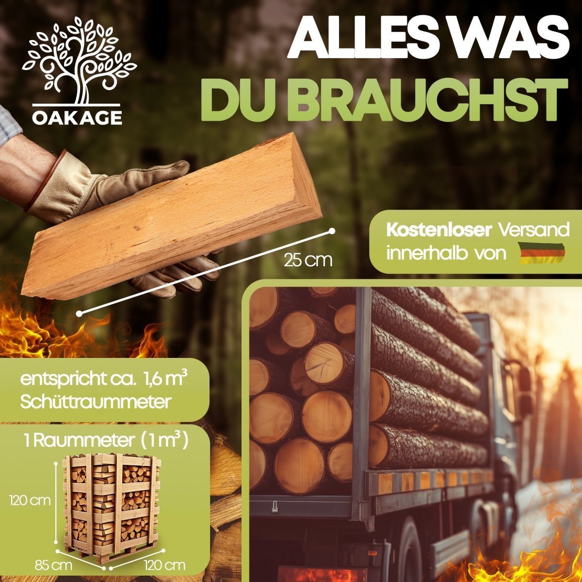 Buchen-Brennholz kammergetrocknet 1 Raummeter Palette 25 cm ofenfertig Buchen-Brennholz kammergetrocknet 1 Raummeter Palette 25 cm ofenfertig – Bild 1