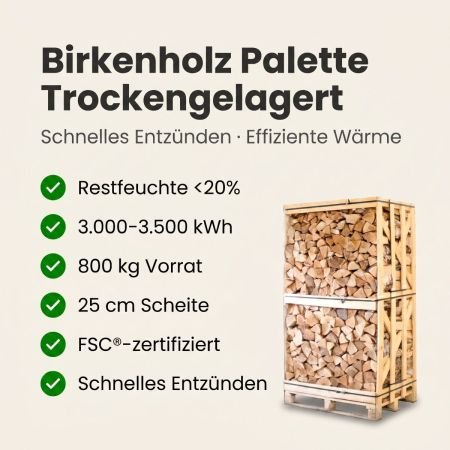 Gespaltene Brennholzpalette aus kammergetrocknetem Buchenholz, 25 cm Gespaltene Brennholzpalette aus kammergetrocknetem Buchenholz, 25 cm – Bild 4