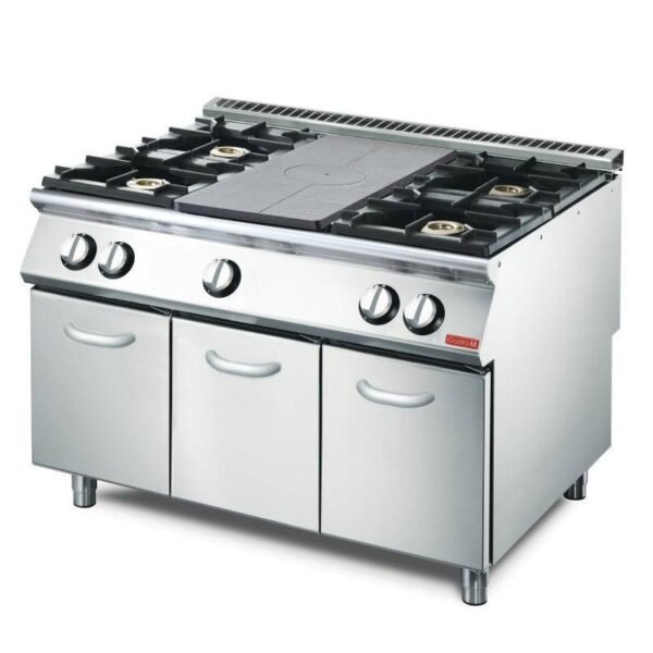 Gasherd mit Glühplatte/Unterschrank - 23,9kW - 4 Brenner - 700-Serie
