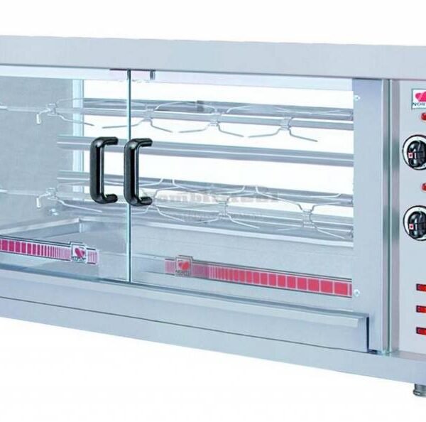 Hähnchengrill mit 2 Spießen - 400V-5,2kW - 10 Hänchen - 1320x460x(h)680mm