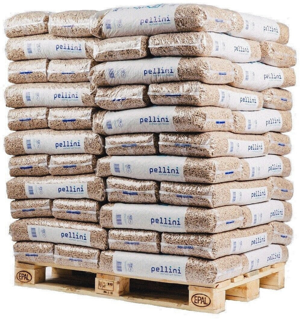 Pellini Holzpellets 66 x 15 kg Sackware Palette Pellini Holzpellets 66 x 15 kg Sackware Palette – Bild 1