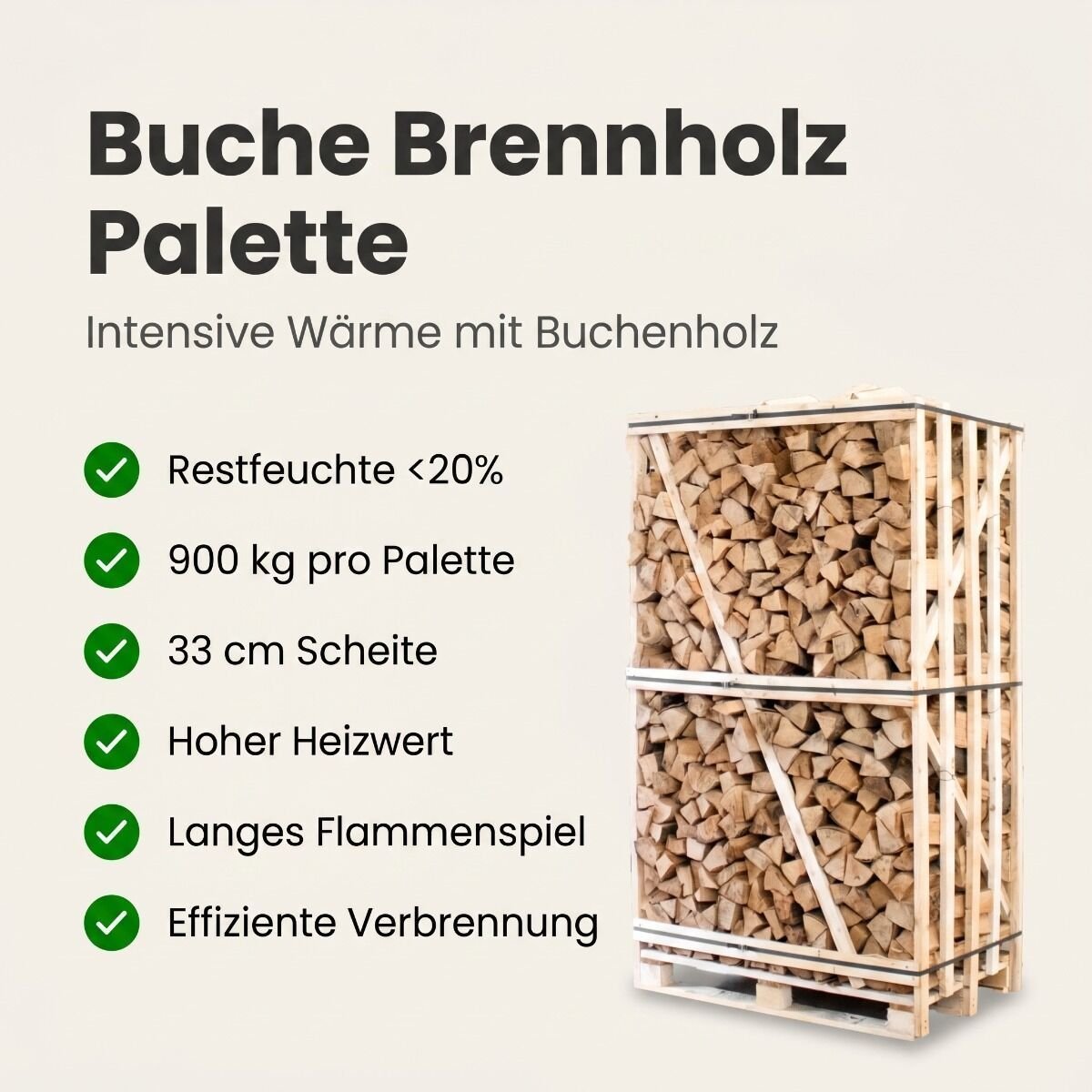 Eichen-Brennholz kammergetrocknet 1 Raummeter Palette lange Brenndauer Eichen-Brennholz kammergetrocknet 1 Raummeter Palette lange Brenndauer – Bild 1