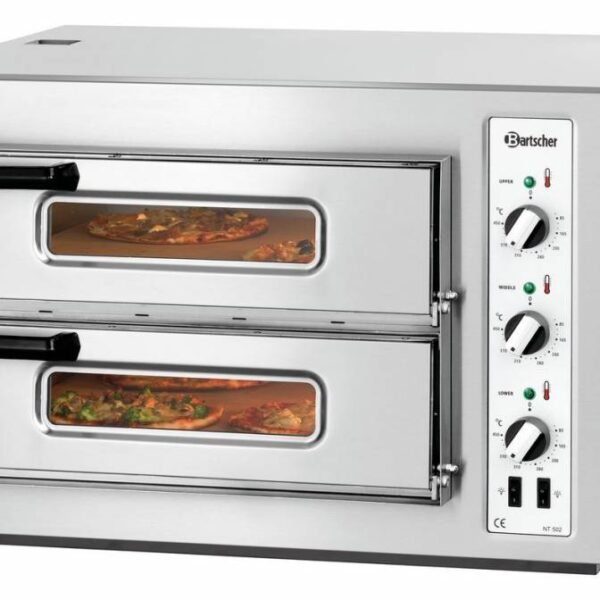 Elektro-Pizzaofen - 2x4 Pizza Ø 200mm - 6kW-400V - 800x750x(h)510mm