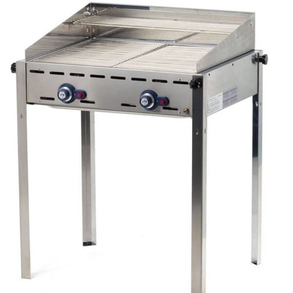 Green Fire Profi Grill - 2 Brenner - 2 Edelstahl Grillroste GN1/1 - 740x612x(h)825mm