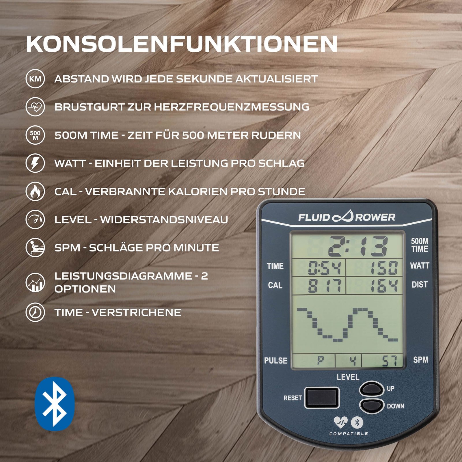 Fluid Rower Rudergerät Apollo XL Buche Fluid Rower Rudergerät Apollo XL Buche – Bild 4