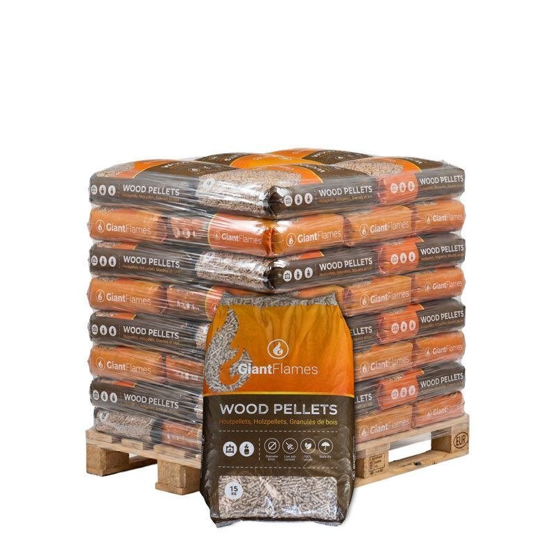 Halbe Palette Giant Flames Holzpellets 35 Säcke x 15 kg (525kg) Halbe Palette Giant Flames Holzpellets 35 Säcke x 15 kg (525kg) – Bild 1